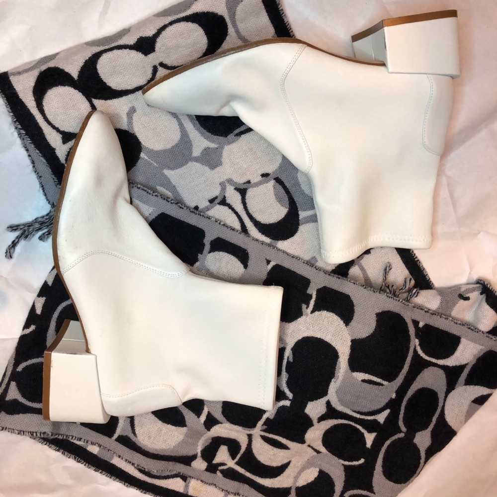 Stuart Weitzman “Accordion” White Ankle Boots